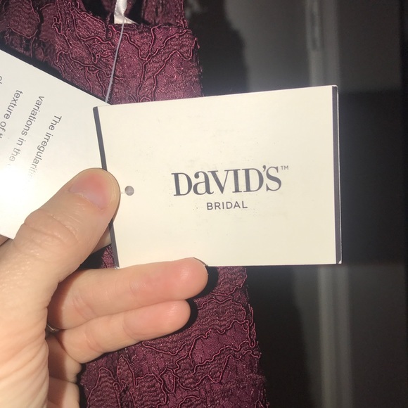 David’s Bridal Lace Long Dress in Wine Size 6 - Picture 1 of 4